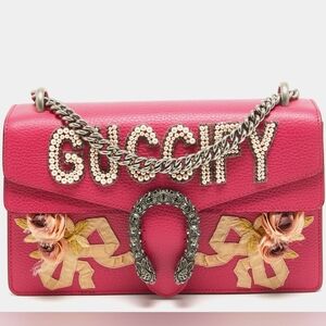 Auth Gucci GUCCIFY Embellished Dionysus Leather Shoulder Bag
